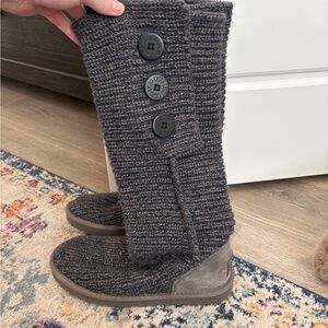 UGG Charcoal Button Knit Boots